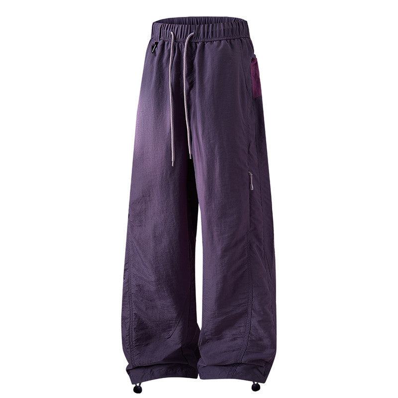 Men's Wide Cargo Casual Pants with Elastic Waistband, Drawstring and Zipper Pockets Mune Fashion