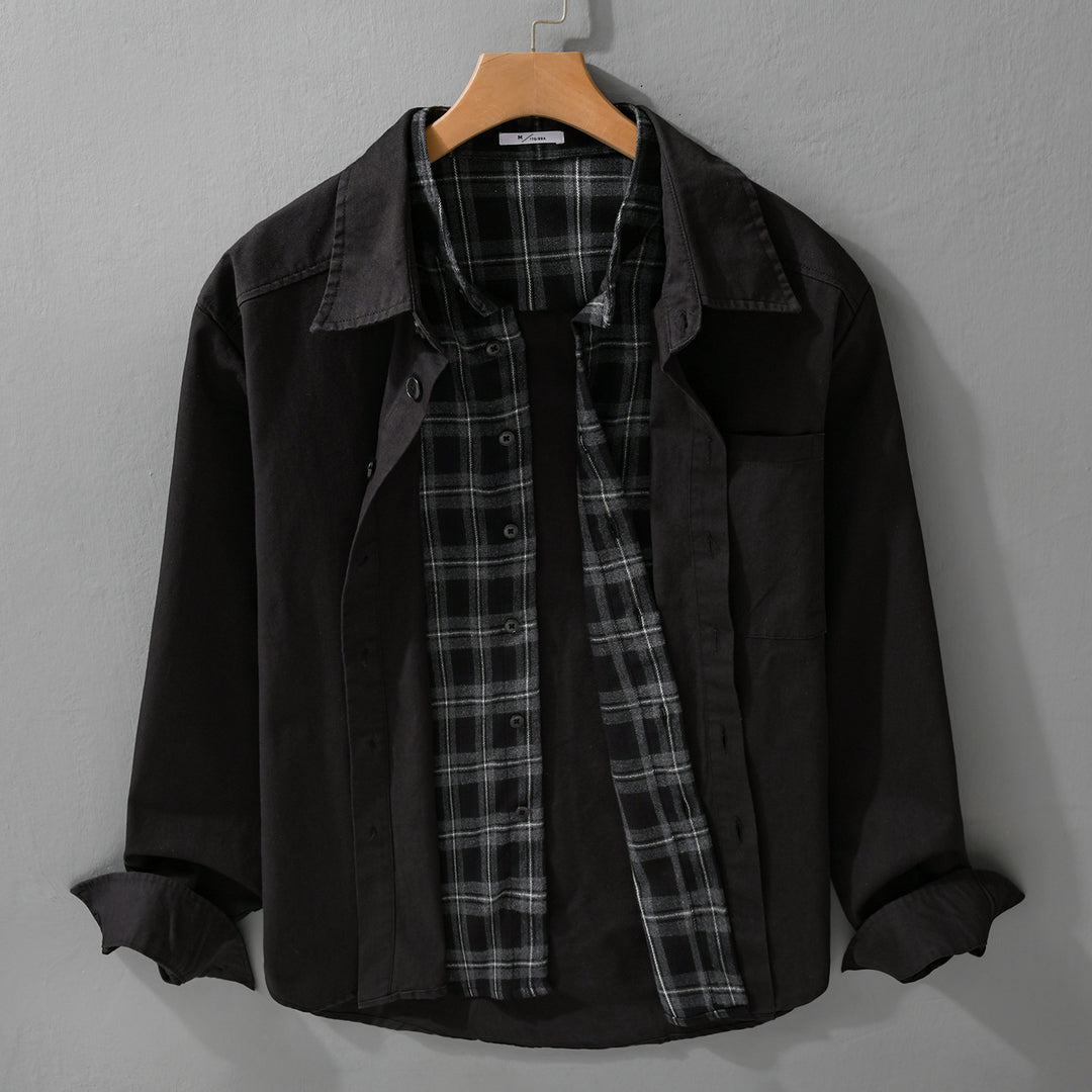 Men's Overshirt Jacket with Checked Thermal Lining Mune Fashion