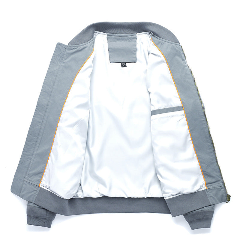Men's Short-Cut Lightweight Canvas Bomber Jacket in Pilot Cut with Reinforced Shoulder Padding and Hidden Zipper Pockets Mune Fashion