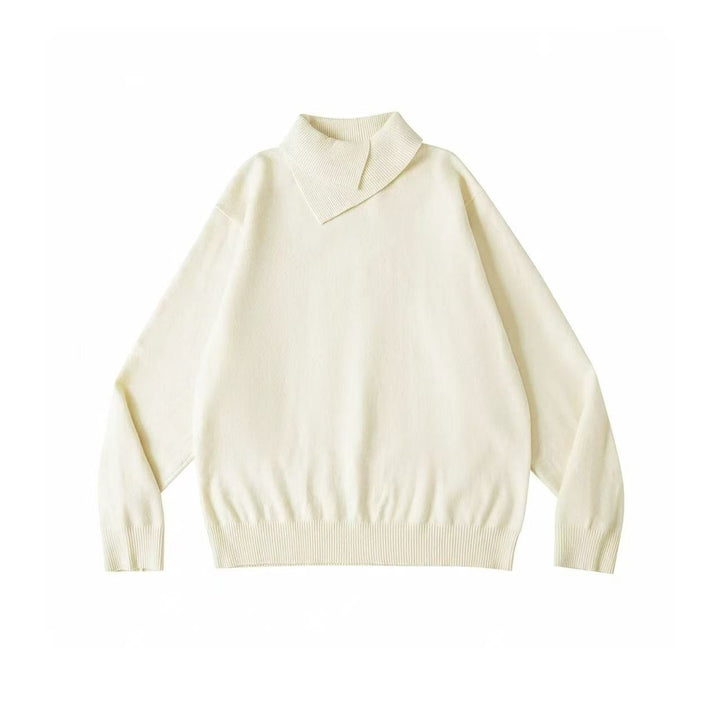 Women's Fashionable Chunky Knit Sweater with High Collar Mune Fashion