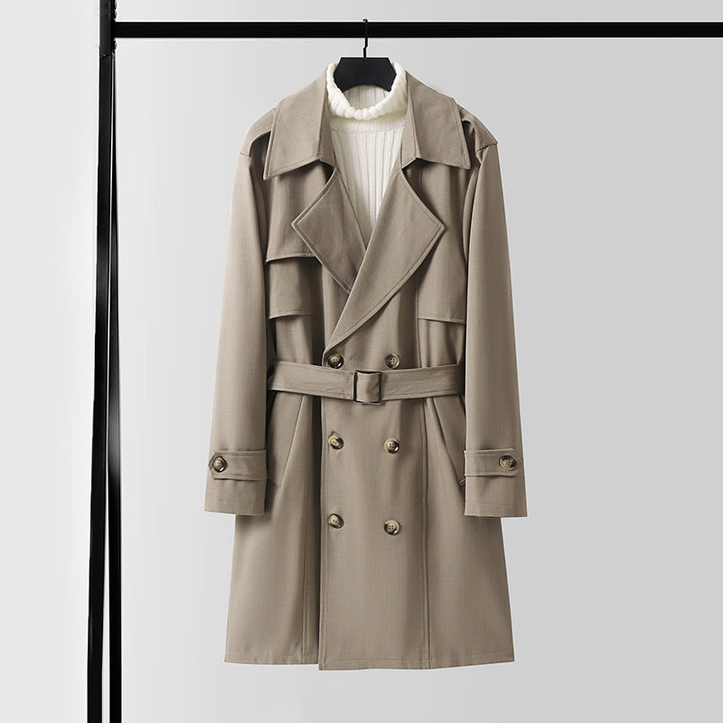 Women's Double-breasted Short Trench Coat made of lightweight wool blend with a soft drape and shoulder flaps Mune Fashion