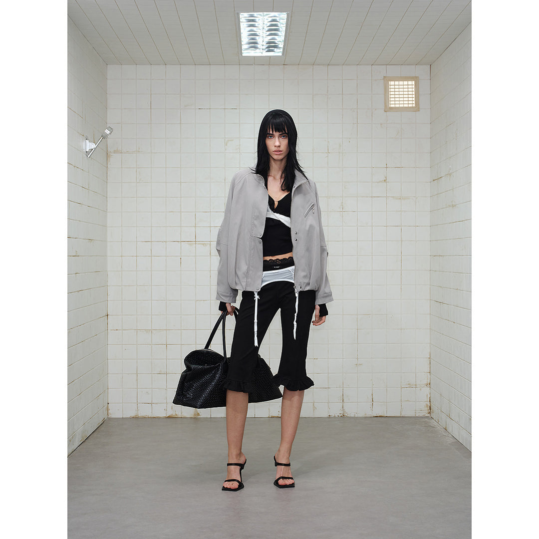 Unisex Short Cut Minimalist Boxy Jacket with High Funnel Neck and Concealed Front Placket Mune Fashion