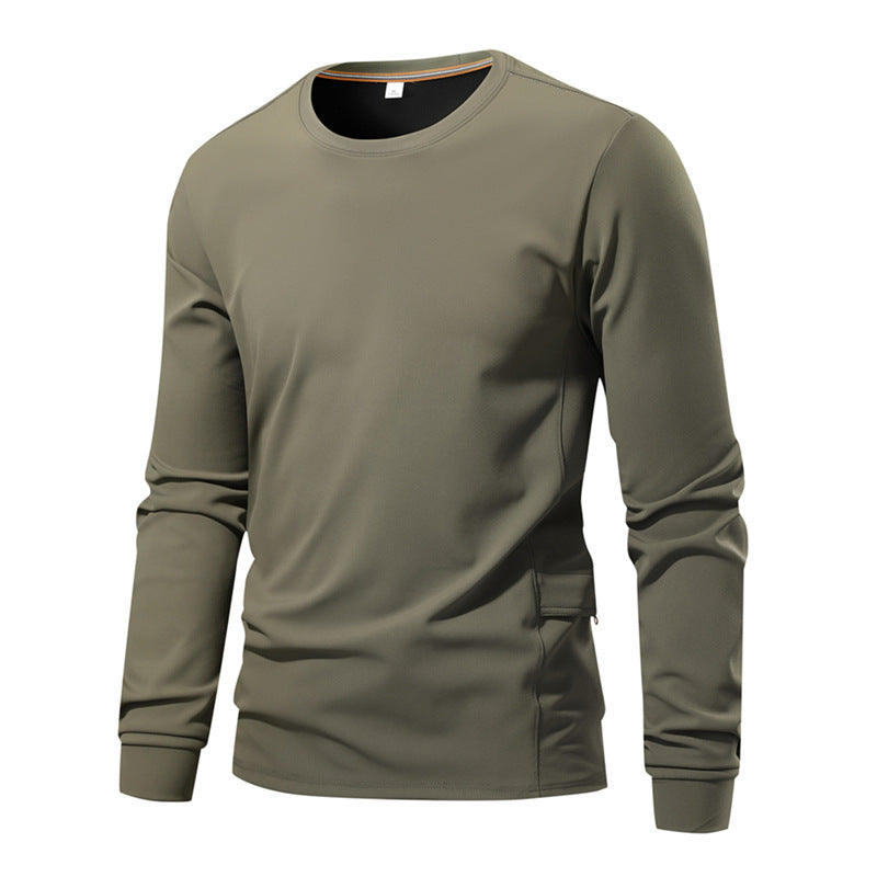 Men's Breathable Long Sleeve Technical Shirt with Round Neck and Side Utility Pocket Mune Fashion