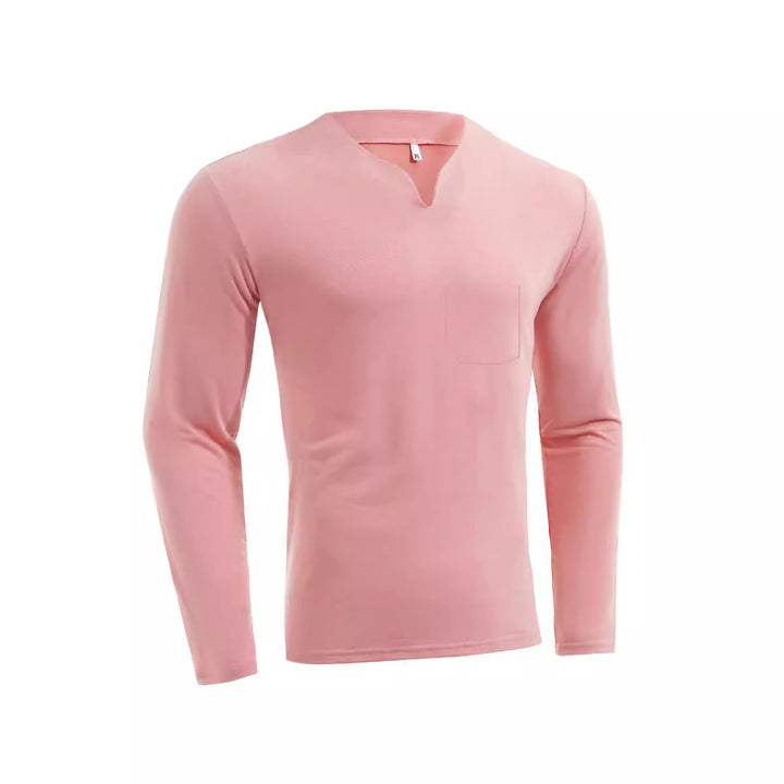 Men's long sleeve shirt with V-neck Slim Fit cotton blend and elastic comfort waistband Mune Fashion