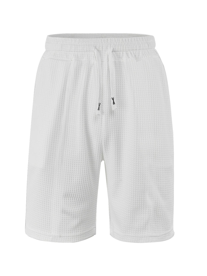 Men's breathable waffle pajama shorts with elastic comfort waistband, drawstring, and side pockets Mune Fashion