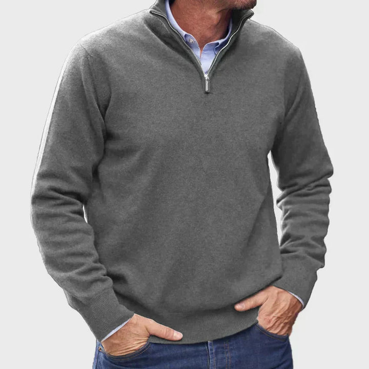 Men's High-Quality Knit Sweater with Stand-Up Collar