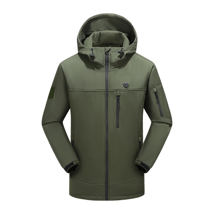 Herren Wasserdichte Softshell-Outdoorjacke mit Kapuze, taktischen Reißverschlusstaschen und winddichtem Schnitt Drune