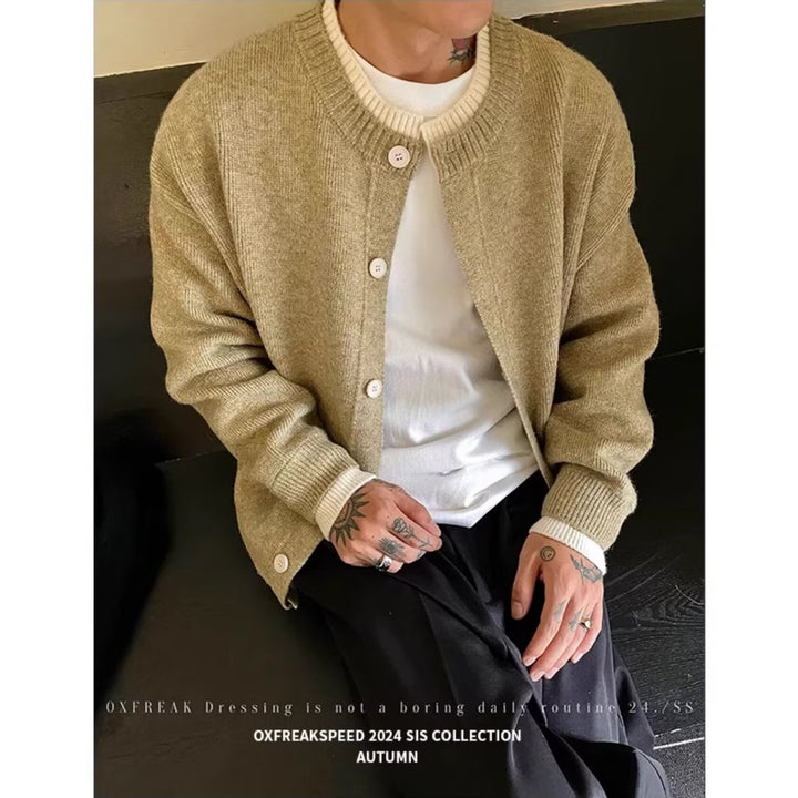 Men's cardigan with round neck and buttons Mune Fashion