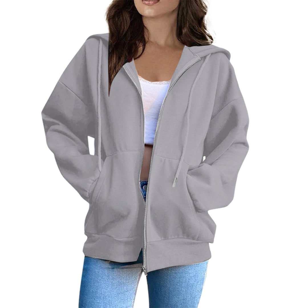 Women's casual hoodie jacket with continuous zipper, kangaroo pockets, and voluminous raglan sleeves Mune Fashion