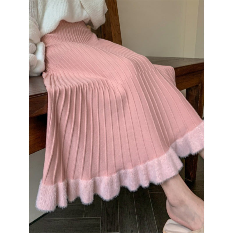 Women's Elegant Pleated Skirt with Ruffles Mune Fashion