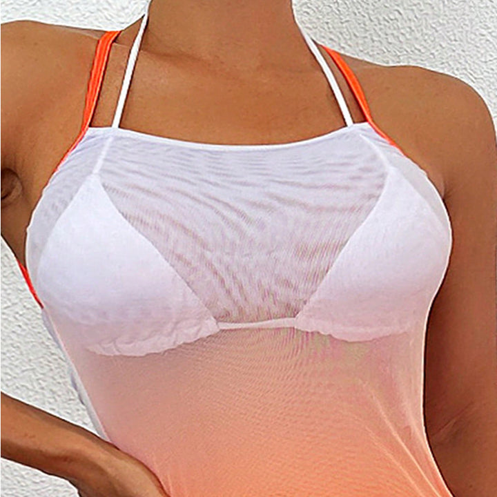 Women's beach dress with transparent design and longitudinal stripes Mune Fashion