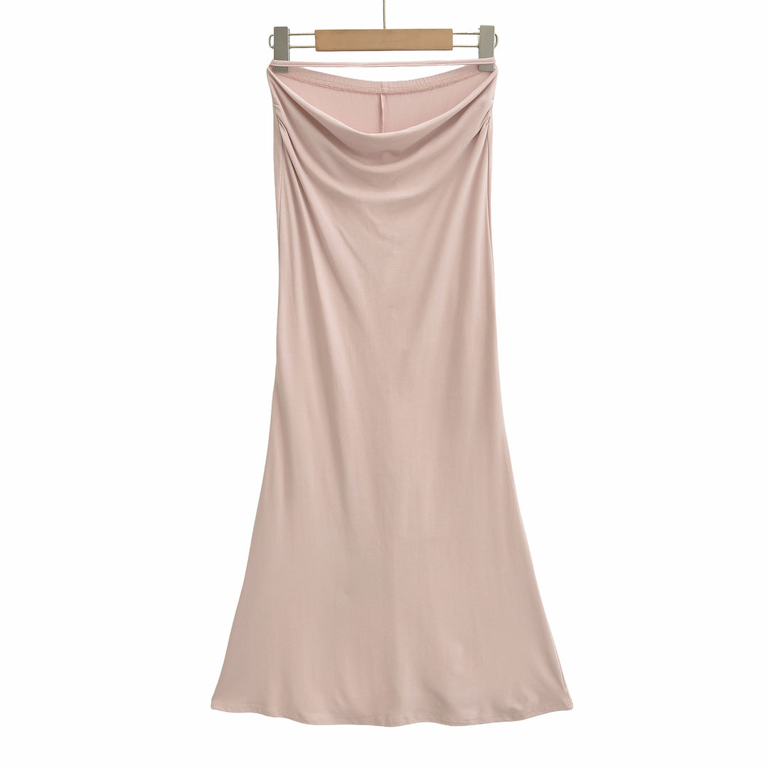 Women's One-Shoulder Two-Piece Set with Ruched Crop Top and Fitted Maxi Skirt Mune Fashion