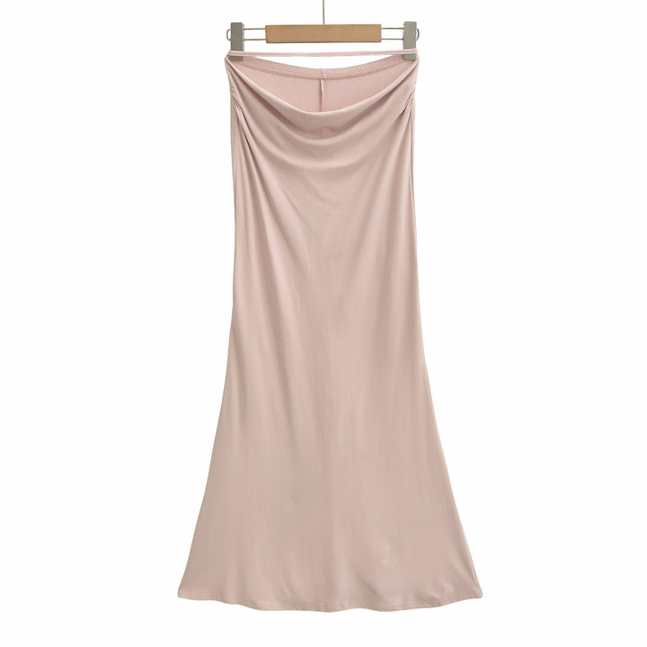 Women's One-Shoulder Two-Piece Set with Ruched Crop Top and Fitted Maxi Skirt Mune Fashion