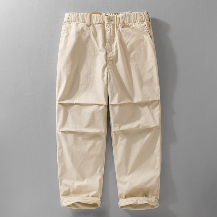 Men's casual chino pants with elastic waistband, drawstring, and tapered leg Mune Fashion