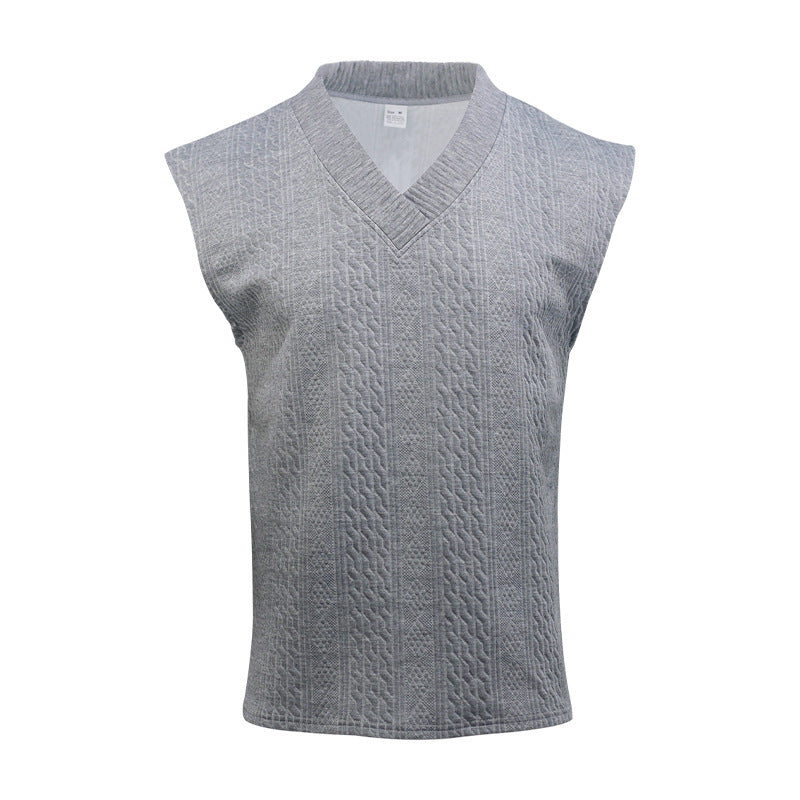 Men's knitted vest with V-neck and cable pattern Mune Fashion
