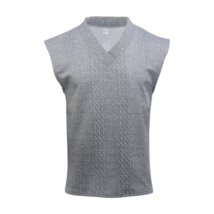 Men's knitted vest with V-neck and cable pattern Mune Fashion