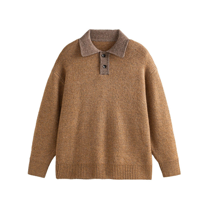Women's knit polo shirt with speckle pattern, ribbed texture and button placket Mune Fashion
