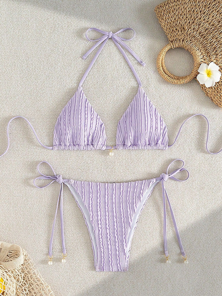 Women's Triangle Bikini with Structured Texture Mune Fashion