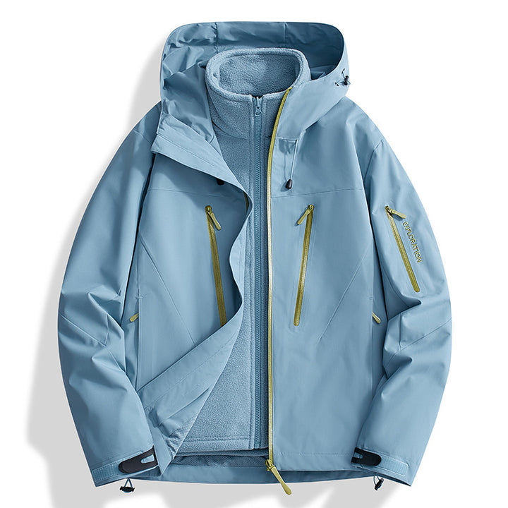 Men's two-in-one softshell outdoor jacket with detachable fleece inner jacket and waterproof zippers Mune Fashion