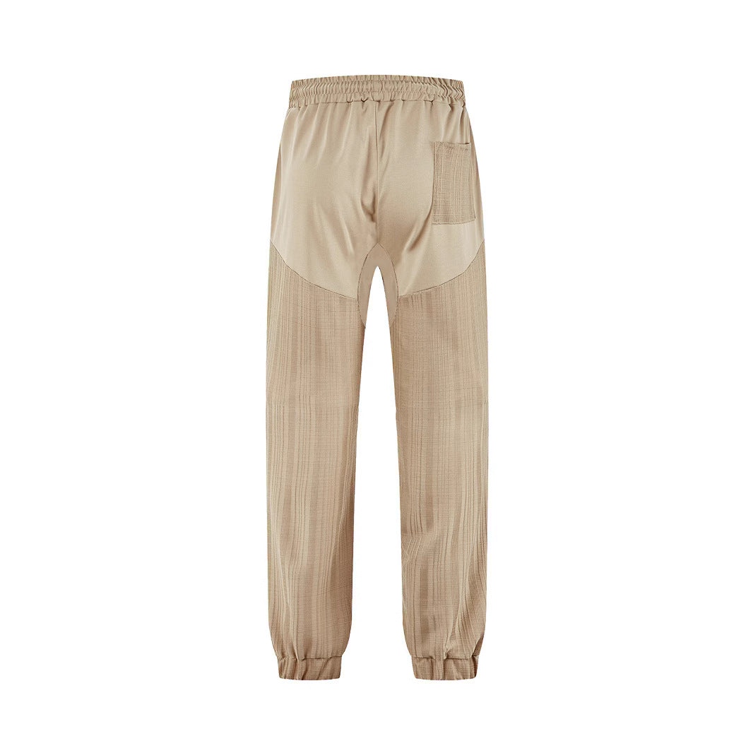 Men's slim-fit jogging pants with elastic drawstring waistband and textured knee panel Mune Fashion