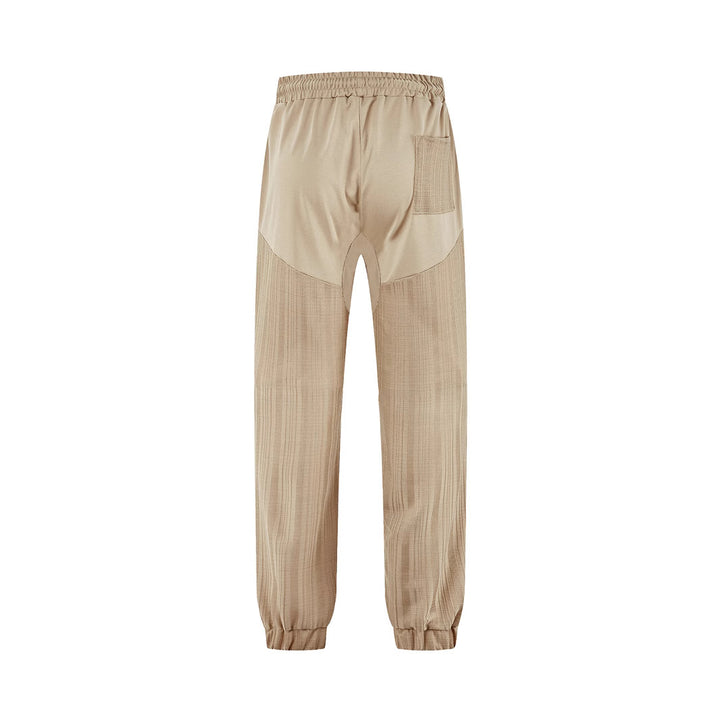 Men's slim-fit jogging pants with elastic drawstring waistband and textured knee panel Mune Fashion