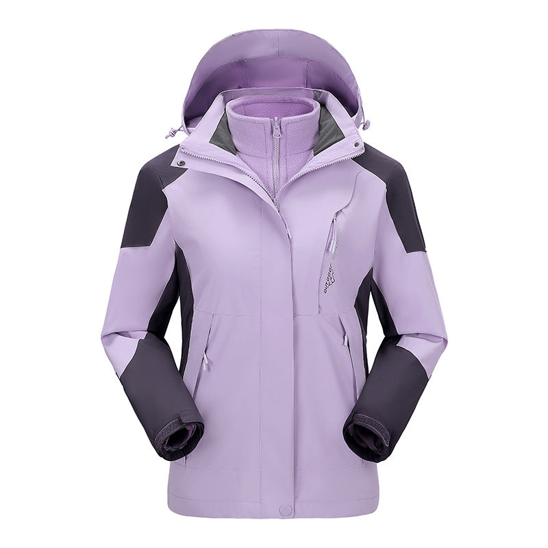 Women's two-layer outdoor jacket with detachable fleece inner jacket and adjustable hood Mune Fashion