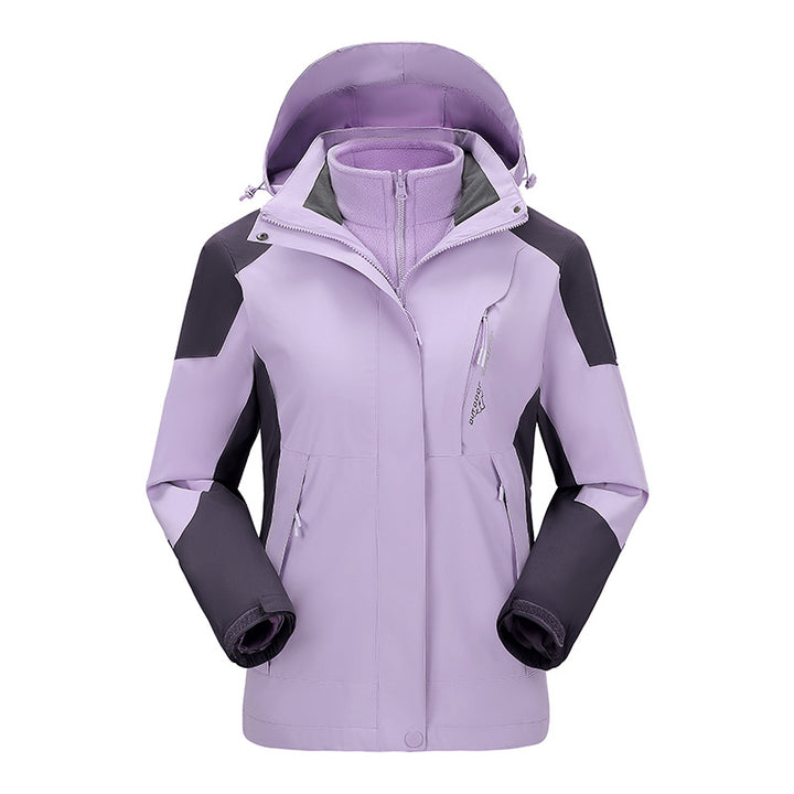 Women's two-layer outdoor jacket with detachable fleece inner jacket and adjustable hood Mune Fashion