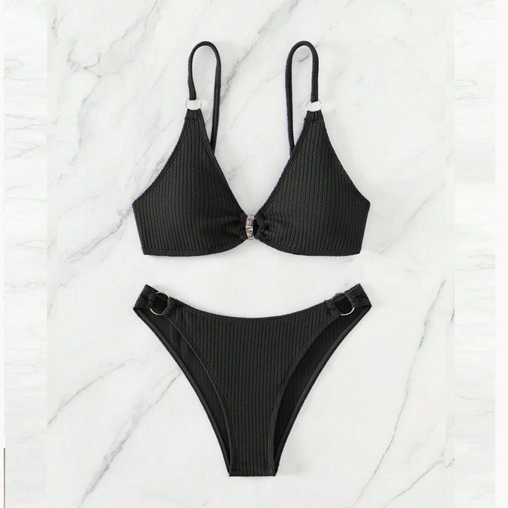 Ladies triangle bikini with ring embellishments Mune Fashion
