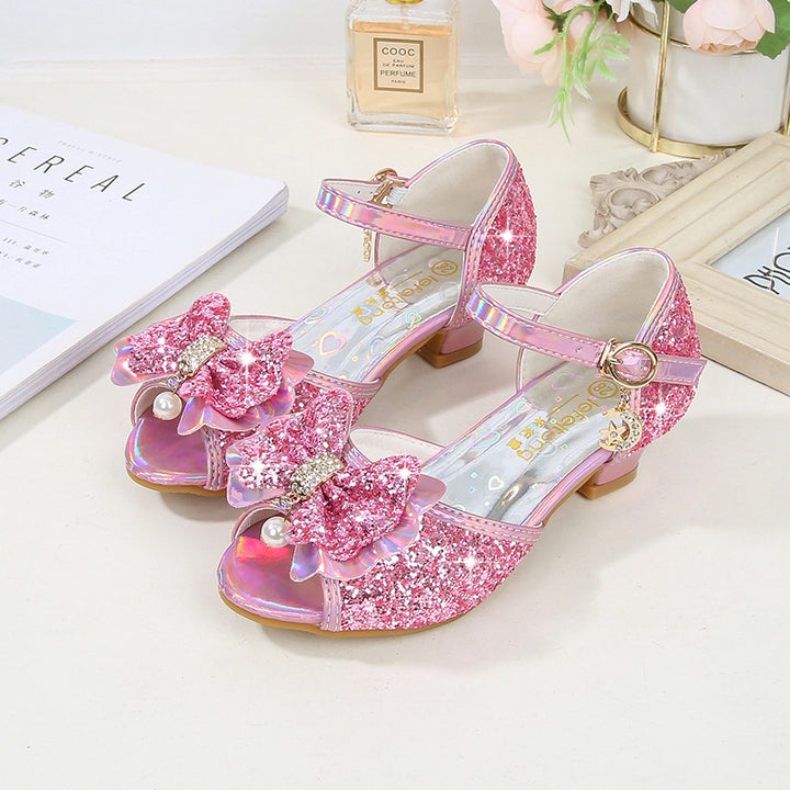 Girls Glitter Ballerinas with Bow Accent Mune Fashion