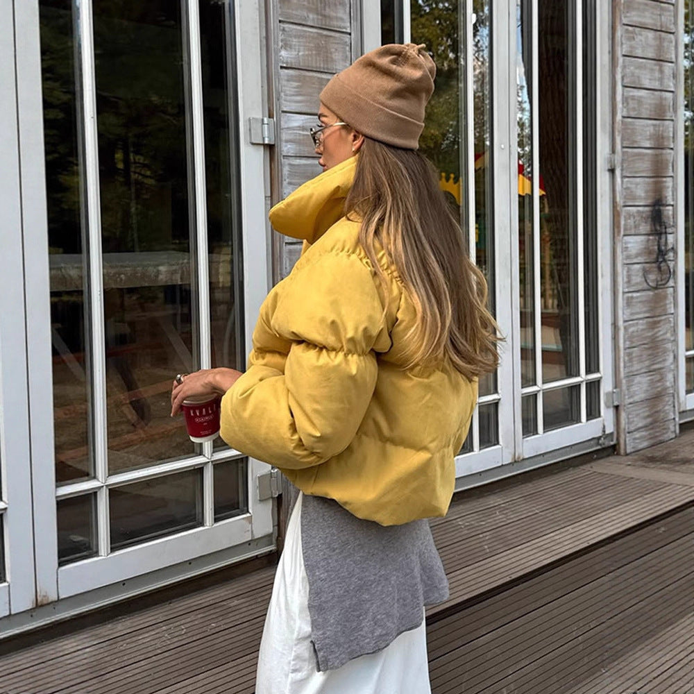 Women's Short Padded Cropped Puffer Jacket with Voluminous Balloon Sleeves Mune Fashion