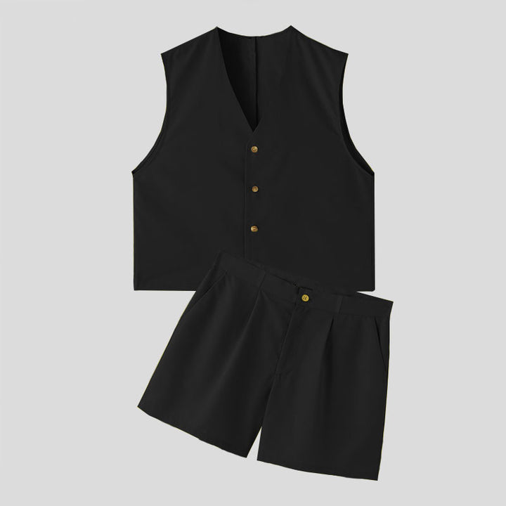 Women's elegant tailored ensemble with fitted vest and high-waisted shorts Mune Fashion