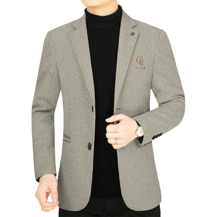 Men's blazer made of wool blend with houndstooth pattern and patch pockets Mune Fashion