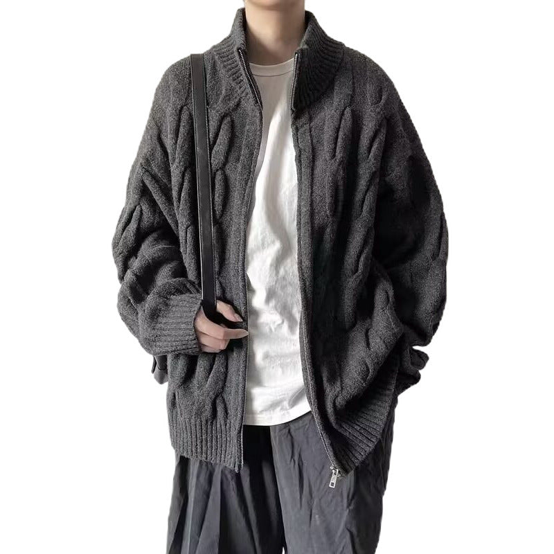 Women's chunky knit cardigan with high collar Mune Fashion