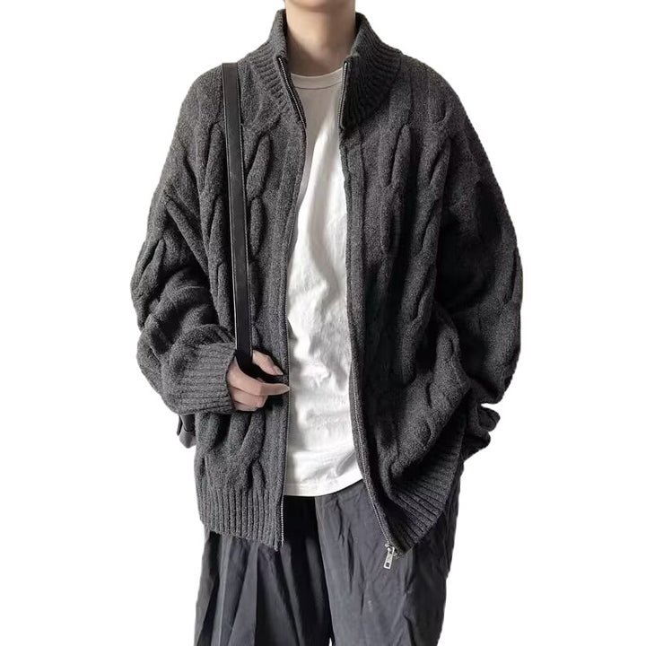 Women's chunky knit cardigan with high collar Mune Fashion