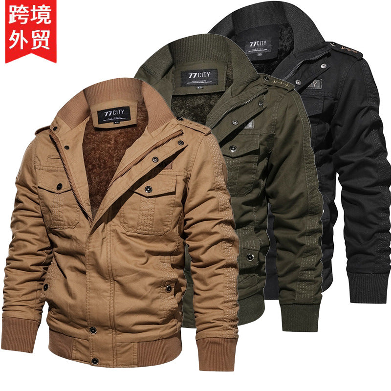 Men's military-inspired bomber field jacket with epaulettes, concealed zipper, and flap chest pockets Mune Fashion