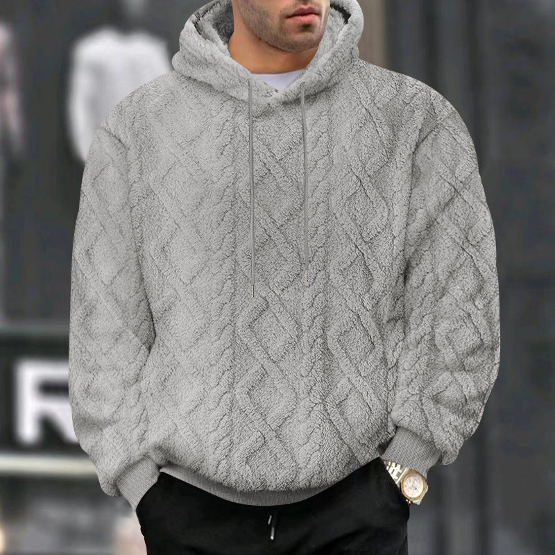 Men's structured Sherpa hoodie with diamond quilting, drawstring hood, and ribbed cuffs Mune Fashion