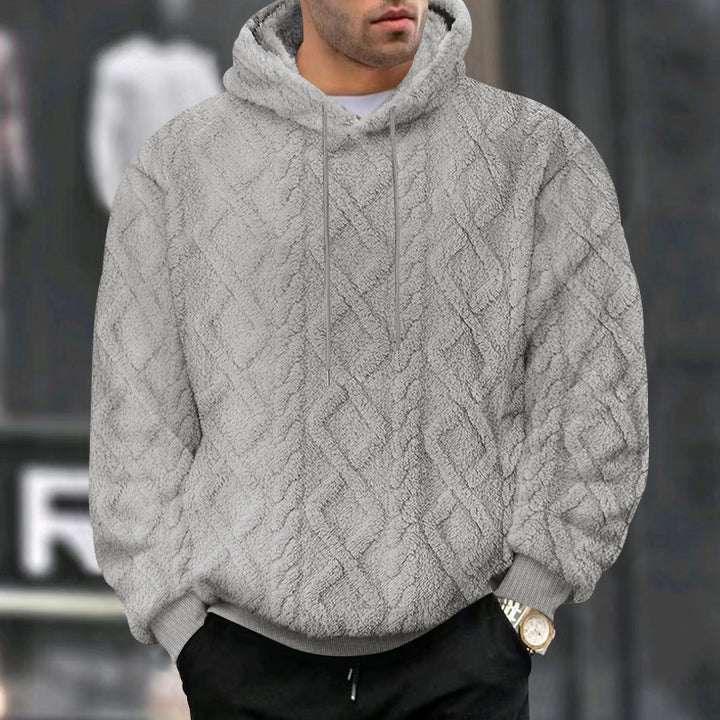 Men's structured Sherpa hoodie with diamond quilting, drawstring hood, and ribbed cuffs Mune Fashion
