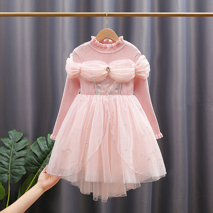 Girls' princess dress with tulle skirt and sparkling details Mune Fashion
