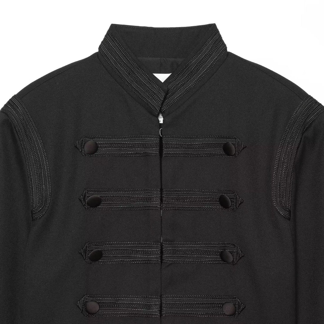 Women Cropped Marschall Jacket with Stand-Up Collar and Decorative Trim Mune Fashion