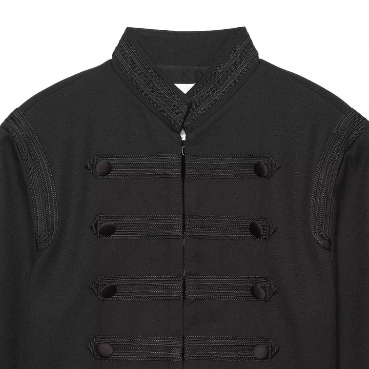 Women Cropped Marschall Jacket with Stand-Up Collar and Decorative Trim Mune Fashion