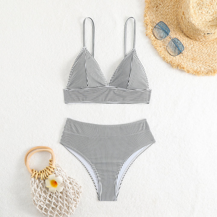 Damen Hochgeschnittener Bikini mit feinen Streifen Echo Archiv
