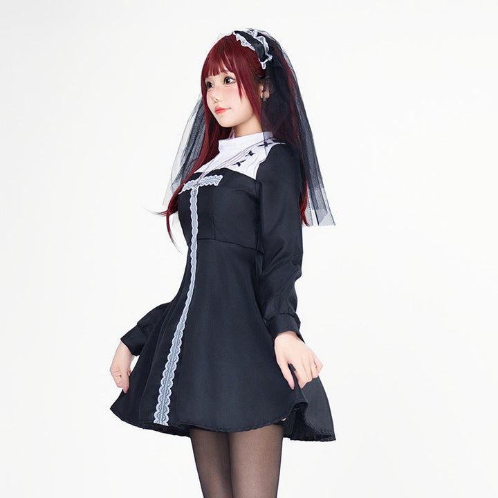 Women Playful Romantic Maid Dress with Ruffles and Bows Mune Fashion