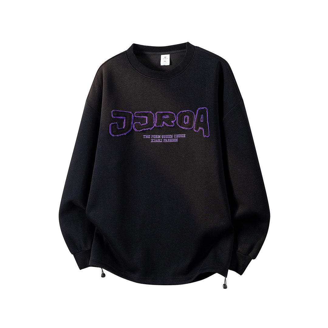 Women's Oversized Sweatshirt with Embroidered Logo, Rounded Hem & Dropped Shoulder Mune Fashion