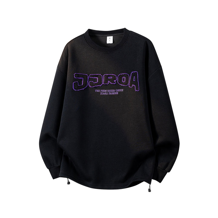Women's Oversized Sweatshirt with Embroidered Logo, Rounded Hem & Dropped Shoulder Mune Fashion