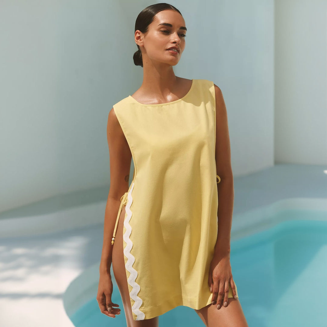 Ladies casual summer dress with side ties Mune Fashion