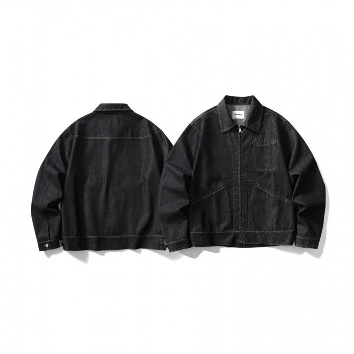 Unisex Kastige Denim Jacket with Full Zip, Shirt Collar and Patch Pockets Mune Fashion