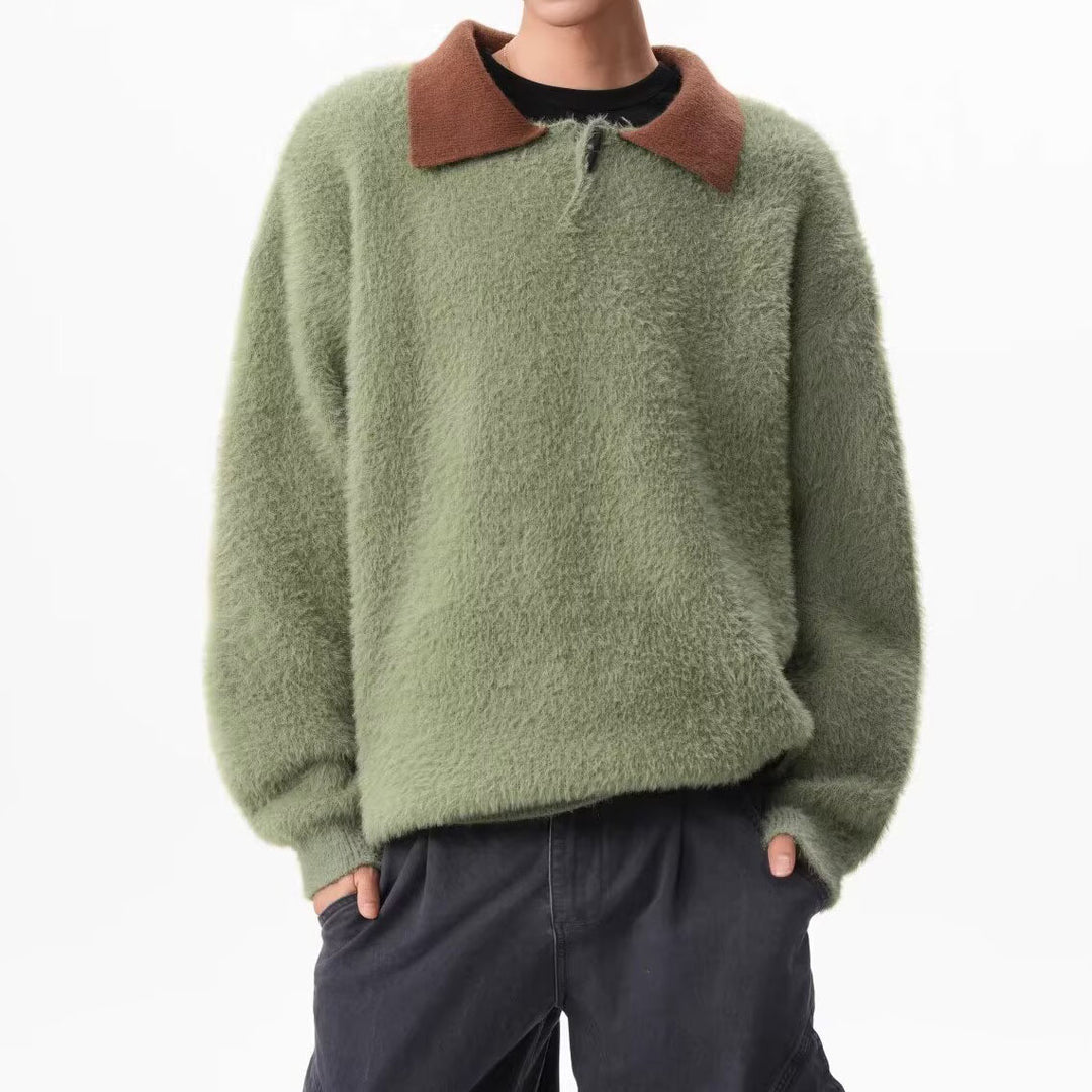 Men's Modern Chunky Knit Sweater with Stand-Up Collar Mune Fashion