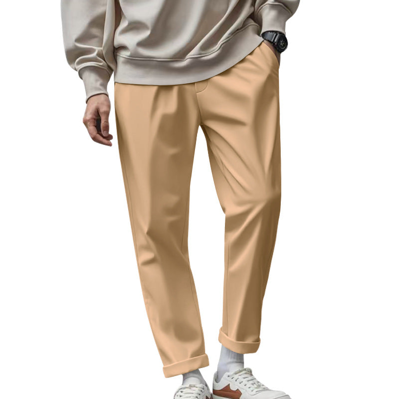Men's tapered chino pants with turn-up hem and subtle crease Mune Fashion