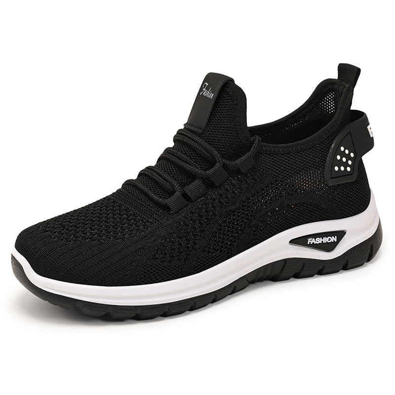 Women's sock-like knit-fit sneakers with elastic lacing, perforated heel reinforcement, and cushioned platform sole Mune Fashion