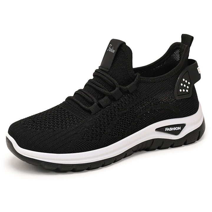 Women's sock-like knit-fit sneakers with elastic lacing, perforated heel reinforcement, and cushioned platform sole Mune Fashion